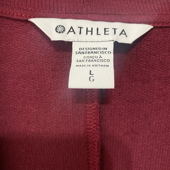 Athleta Pranayama Restore Wrap Top Sz‎ L Red Pockets Open Stretch Athleisure - Picture 3 of 7